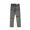 Herrenjeans High-Street-Patchwork-Jeans mit perforierten roten Fäden