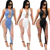 Women's Jumpsuits & Rompers Side Lace Up Sexy Party Jumpsuit Women Summer Sleeveless Hollow Out Nightclub Overall Skinny Macacao Feminino