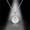 Pendant Necklaces Top Quality Women Men Cross Necklace Silver Color Round Charm Pendants Stainless Steel Jewelry Gift