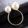 Pearl Ring Averdrift Fashion U-formad öppning Justerbar Guld Ring för Kvinnor Nya Smycken Justerbar Bijoux