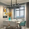 Smoke grey crystal pendant light decorative rectangle chandelier modern lighting for dining room restaurant hotel