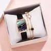 Wristwatches Rosa Marmor Zifferblafrauen Lederband Quarz Armband Damen Armbanduhr Mit Luxus Gold Schmuck Uhr Geschenk