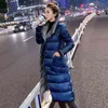 FTLZZ Piumino lungo da donna double face invernale 90% cappotto d'anatra bianco petto caldo parka capispalla da neve 211216