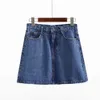 Jocoo Jolee Summer Denim Mini Skirt Women Korean High Waist A-Line Skirt Causal Plus Size Harajuku Short Jean Skirts Minimalist 210619