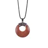 Circle Donut Healing Crystals Necklace Natural gemstone Chakra Amulet Lucky Coin Charm Protection Quartz Reiki Pendant Men Women3212555