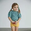 Misha Puf çocuk Kızlar Yaz Örgü T Gömlek Marka Toddler Güzel Vintage Çocuk Örme Tee Gömlek Mish ve 210619 Tops