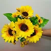 13 Köpfe, gelbe Seiden-Sonnenblumen, künstliche Blumen, 7 Zweige, Blumenstrauß für Zuhause, Büro, Party, Garten, Hotel, Hochzeitsdekoration