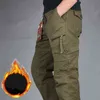 Winter Herren Cargo Hosen Doppelschicht Fleece Warm Dicke Militärische Tarnung Taktische Baumwolle Lange Hosen Männer Baggy Casual Hosen 211201