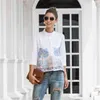 Women's Fashion Runway blouse Casual Stand Collar Embroidered 3/4 Sleeve Shirt Elegant Ladies Tops blusas mujer de moda 210520