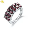 HUTANG 4.2ct Natural Black Garnet Ring for Women 925 Sterling Silver Rings Red Pomegranate Gemstone Fine Jewelry Christmas Gift 211217