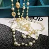Pull coréen double couche, longue chaîne, collier de perles, pendentif, bijoux pour femmes, party221I
