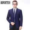 Hohe qualität männer blazer wolle gesäumt druck männer formale businessanzug jacke mode beiläufig slim fit gitter blazer mantel männchen 210528