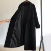 Plus size 3xl! inverno mulheres jaqueta de lã moda médio longo solto casaco de lã preto slim manga longa outerwear 211104