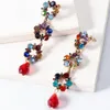 Mode métal strass coloré boucles d'oreilles de fleur colorées femmes créative vintage dangle goutte boucles d'oreilles accessoires bijoux cadeaux