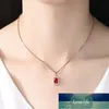 Fashion Luxury Rose Gold Square Pendant Necklace Women's Wedding Engagement Red Crystal Zircon Necklace Party Jewelry Gift  Factory price expert design Quality