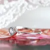Mode Dames Ring Sieraden Hartvorm Blauw Zirkoon Gemstone Finger Ringen voor Bruiloft Engagement Party Gift Ornamenten