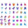 Eenvoudige kuiltje fidget Toys Push Bubble Keychains sensory speelgoed kleurrijke cartoon stress release sleutelketen gemengde stijlen