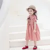 Été Nouveaux Vêtements Pour Enfants Rouge À Carreaux Enfants Robe Babygirl Collège Arcs Petite Belle Filles Belle Robe Q0716