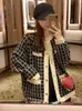 [EWQ] Herbst Pullover Mantel Retro Hemd Karo Langarm Einreiher Plaid Lose Strickjacke Damen QB321 210918