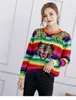 Makuluya kleurrijke streep knitwear trui vrouwen straat herfst winter lente hoge kwaliteit borduurwerk vrouwelijke tops qw