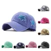 Ponytail Hats Sequin Pentagram野球帽洗い穴の古典的なボール帽子女性調節可能な屋外スポーツヘッドギアT2I52278