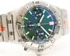 GF B01 ETA A7750 Cronografo automatico Orologio da uomo 42mm Quadrante verde Stick Markers AB01343A1L1A1 Bracciale in acciaio inossidabile Super Edition Puretime