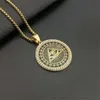 Hängsmycke Halsband Drop Hip Hop Rostfritt stål Alla Seeing Eye of Providence Pendants för kvinnor / män Iced out masonic smycken