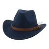 Western Cowboy Cowgirl hiver femmes chapeaux Fedora large bord ceinture bande robe homme Chapeau hiver Panama feutre Chapeau de mariage église casquette
