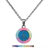 Noctilucence Peace Symbol Coin Pendant Necklace Color Changing Temperature Sensing Mood Necklaces Women Children Fashion Jewelry Will and Sandy