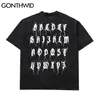 T-shirts surdimensionnés Chemises Hip Hop Ripped Distressed Graffiti Lettres T-shirts Streetwear Harajuku Manches courtes Tops Casual 210602