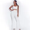 Women's Two Piece Pants Womens Fashion Outfit Sexy Sleeveless Top And Flare Long Set Crop Club Party Fall Winter Matching White