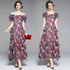 summer fashion Elegant women Floral Print Mermaid Dresses Long Prom Party Dress n Vintage Bodycon Maxi dress 210531