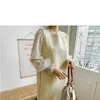 Camicette di pizzo coreano Camicie Donna Flare Sleeve Stand Collar Hollow Sweet Elegant Tops Pullover Fashion Casual Office Blusas 210513