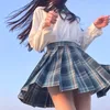 Jupe à carreaux scolaire Style japonais JK uniforme jupes femme taille haute plissée Mujer