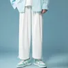Летние штаны с широкоземным ногами Мужская мода черно-белые повседневные мужчины уличная одежда корейский свободные брюки прямые ноги брюки M-2XL