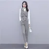 OL Style Workwear мода 3 частей набор женщин осень белая рубашка + губные брюки для губ на наряды на наряды 210513