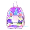 Sac d'école imperméable en PVC, licorne mignonne, sac à dos en gelée pour enfants, joli Animal Laser, sac à main de dessin animé à la mode