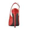 唯一のメーカーの女性039S 12cmスリングバックハイヒールポンプ赤い色の尖ったつま先の足首ストラップファッションサンダルビッグサイズUS15 2103246952604