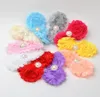 2021 Acessórios de Cabelo Cute Childs Shabby Flores Bebê Headbands Chiffon Tecido Flor Pérolas Strass Botão Crianças Acessório de Cabelo