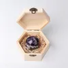 Natural crystal rough polished ball wooden gift box arts ornaments home desktop decoration Mineral Healing Reiki energy stone