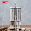 Pora Electric Pepper Mill 1/2 sztuk Zestaw sól ze stali nierdzewnej i szlifierka z metalowym stojakiem na narzędzia kuchenne Automatyczne przyprawy 210712