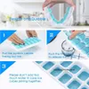 Ice Cube Brays Cream Tools Easy-Release Silicone Flexibla 14-celler med spillbeständigt avtagbart lockfrysare Staplable ICES-bricka med täcker HH21-256