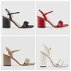 Women Sandals Designer High Heels Leather Sandals Summer Party Dress Wedding Shoes Sexy Shoes Chunky Heel Sandal Top Quality