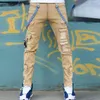 Herrenjeans Lugentolo Patchwork Herren Gerade Hose Reißverschlusstaschen Cargo Herbst Mittlere Taille Skinny Herren