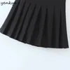 Vintage Solid Pleated Mini Skirt Kvinnor Back Zipper Hög midja Casual Sommar Fashion Jupe Femme 210430