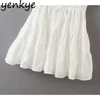 Mode Frauen Elegantes weißes Kleid Quadratische Hauch Hülse A-Line Slim Weibliche Sommer Mini Party Dame Es Robe Vestido 210514