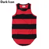 Icona scuro a strisce Hem Hip Hop Tank Top Top uomo estate prolungata lunga lunghezza uomo 3 colori