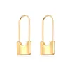 Hoop & Huggie Chic Exaggerated Lock Pendant Earrings For Women Gold Silver Color Geometric Padlock Buckle Ear Rings Jewelry Gift