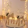 Juldekorationer 2022 År Dekoration Flocking Iron LED Light Elk Ornaments Tree Scene Room House Navidad