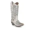 Frauen Taupe eingelegte Western-Cowboy-Stiefel Europäische amerikanische Stiefel Retro-Mode dicke Ferse spitze Ärmel Frauen XM437 211021